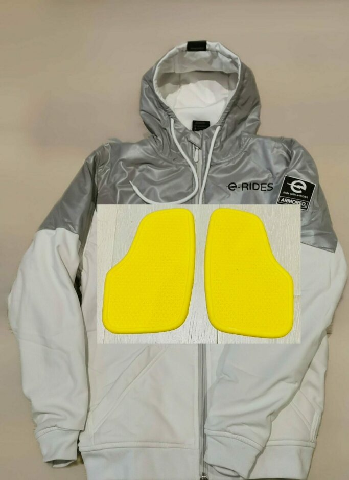 e-RIDES Edition Lazyrolling jacket with free chest protectors in Artic White